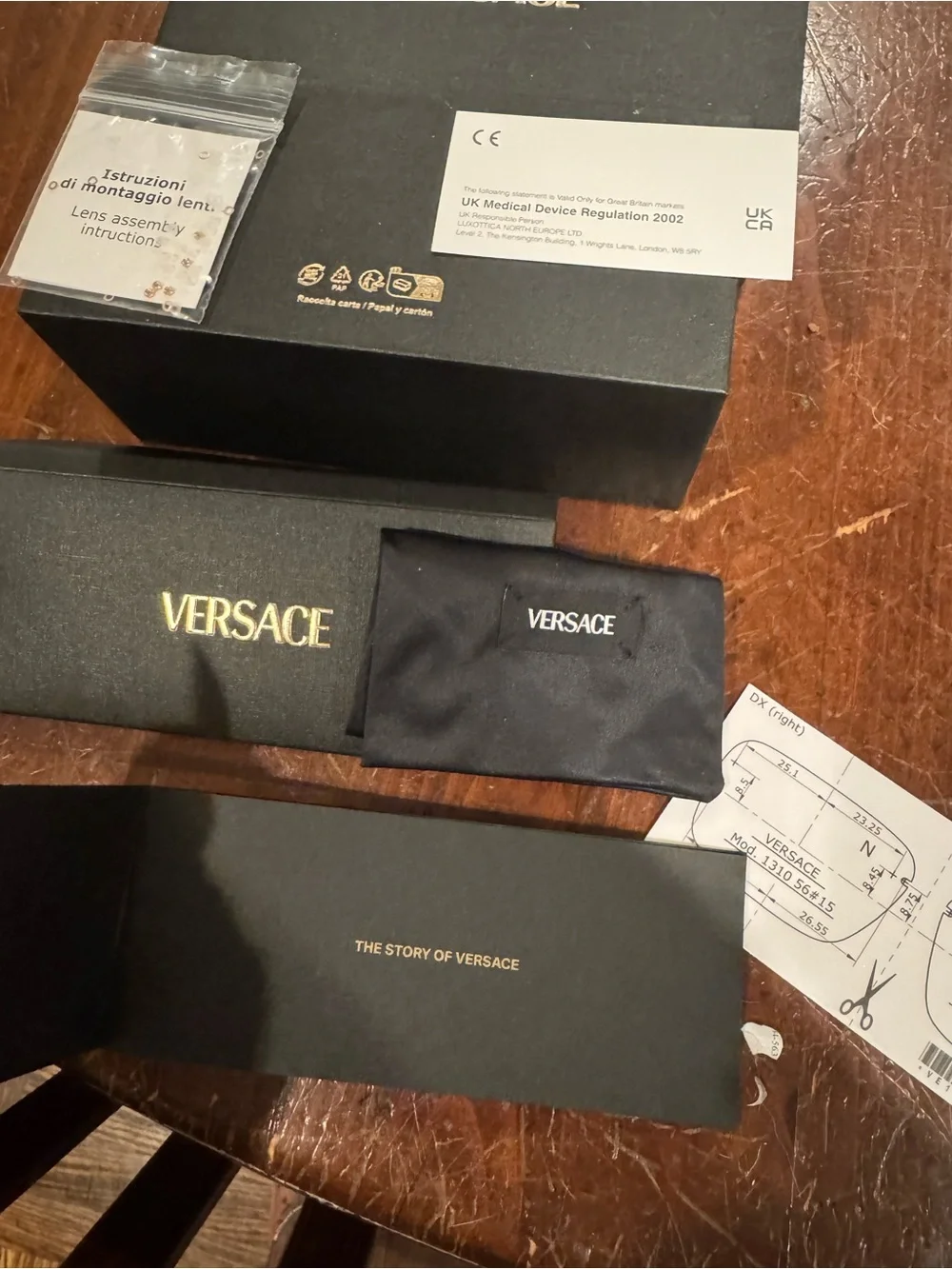Versace Black and Gold Branded Eyewear Packaging Set